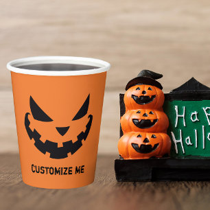 Gruseliger Jack O Lantern Benutzerdefinierte Orang Pappbecher