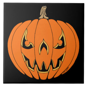 Gruseliger Jack-o'-Lantern Halloween-Entwurf Fliese