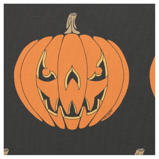 Gruseliger Jack-o'-Lantern Halloween-Entwurf Stoff (Nahaufnahme)