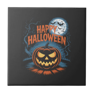Gruseliger Jack O Lantern Halloween Fliese