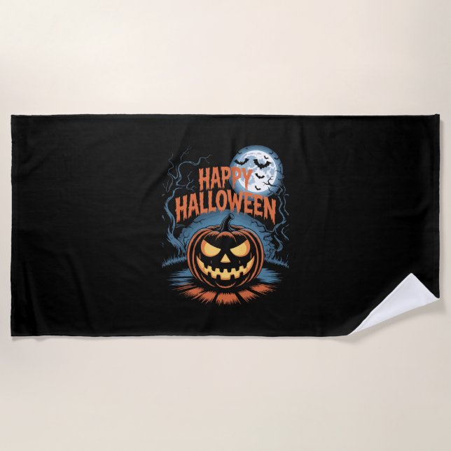 Gruseliger Jack O’ Lantern Halloween Strandtuch (Vorderseite)
