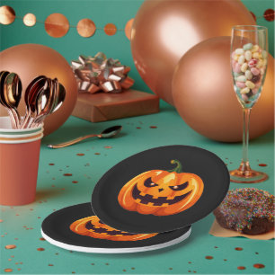 Gruseliger Jack-o'-Lantern-Kürbis-Halloween-Teller Pappteller