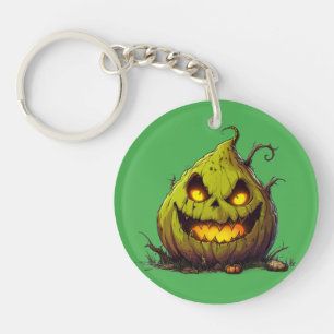 Gruseliger Jack O’Lantern-Kürbis mit leuchtenden A Schlüsselanhänger
