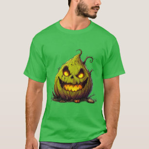 Gruseliger Jack O’Lantern-Kürbis mit leuchtenden A T-Shirt