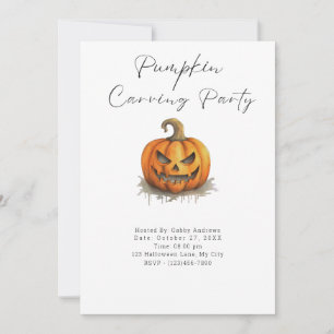 Gruseliger Jack-O'-Lantern-Kürbisschnitzparty Einladung
