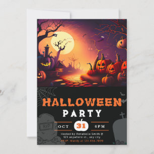 Gruseliger Jack-O'-Lantern-Vollmond-Halloween Einladung