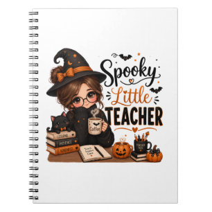 Gruseliger kleiner Lehrer Halloween-Spiralblock Notizblock