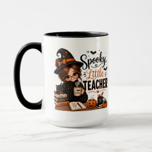 Gruseliger kleiner Lehrer Schwarzer Akzent Hallowe Tasse