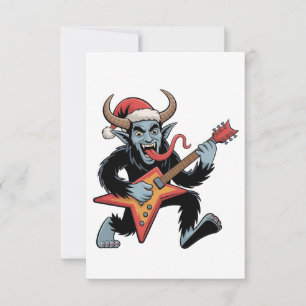 Gruseliger Krampus Gitarre E-Rock Weihnachten Dankeskarte
