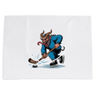 Gruseliger Krampus spielt Eishockey Weihnachten Große Geschenktüte
