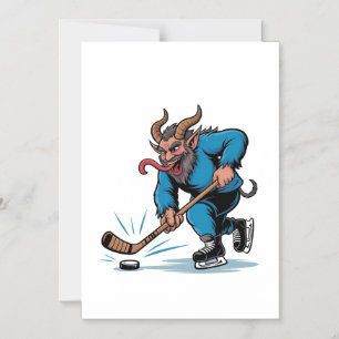Gruseliger Krampus spielt Eishockey Weihnachten  Magneteinladung