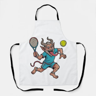 Gruseliger Krampus spielt Tennis Weihnachts Sport Schürze
