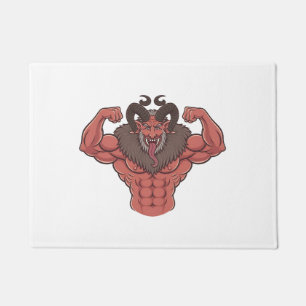 Gruseliger Krampus Weihnachten Flexing Muskel Fitn Fußmatte