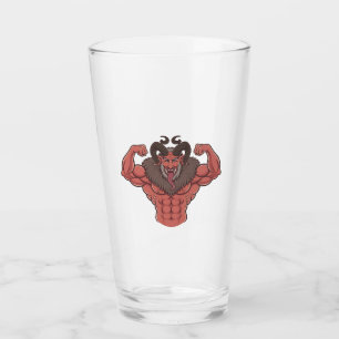 Gruseliger Krampus Weihnachten Flexing Muskel Fitn Glas