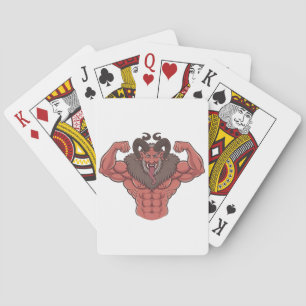 Gruseliger Krampus Weihnachten Flexing Muskel Fitn Spielkarten