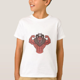 Gruseliger Krampus Weihnachten Flexing Muskel Fitn T-Shirt