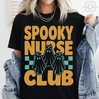 Gruseliger Krankenschwester-Club Halloween-Geister T-Shirt