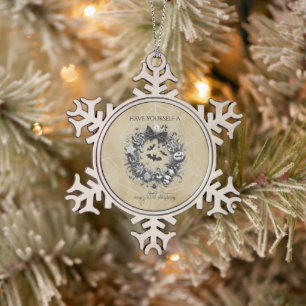 Gruseliger Kranz Schneeflocken Zinn-Ornament