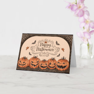 Gruseliger Kürbis-Fledermaus Frohes Halloween Karte