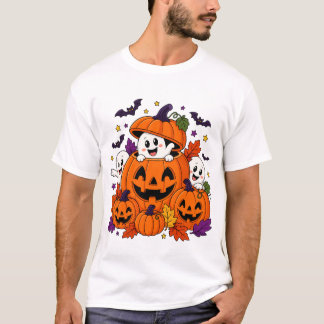 Gruseliger Kürbis-Guck-guck-Geister T-Shirt