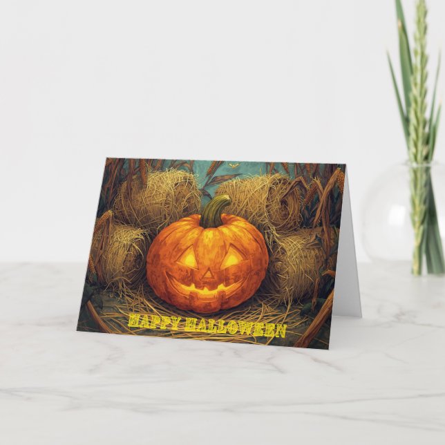 Gruseliger Kürbis Halloween  Feiertagskarte (Vorderseite)