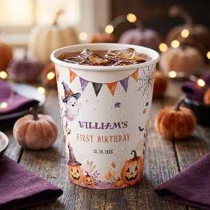 Gruseliger Kürbis Halloween Geburtstag Papierbeche Pappbecher