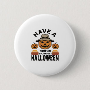 Gruseliger Kürbis Halloween Vintage Gravur Shirt D Button