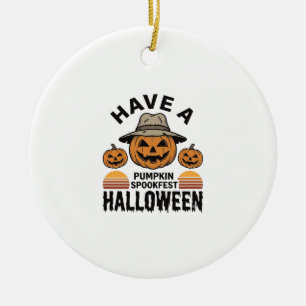 Gruseliger Kürbis Halloween Vintage Gravur Shirt D Keramik Ornament