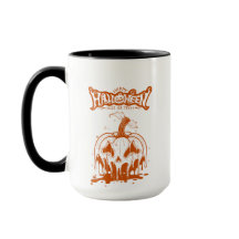 gruseliger Kürbis Halloween weiß orange