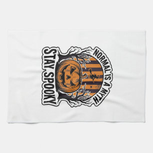 Gruseliger Kürbis Hexe Vintage-Stich Halloween S Geschirrtuch
