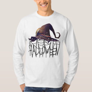 Gruseliger Kürbis mit leuchtenden Augen am Hallowe T-Shirt