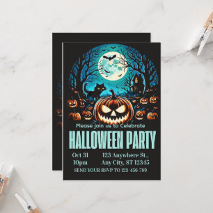 Gruseliger Kürbis Mondlicht Halloween-Party-Einlad Einladung
