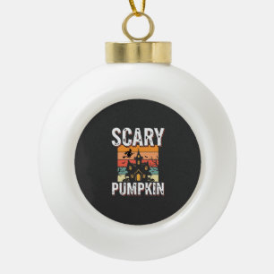 Gruseliger Kürbis Spukhaus Halloween-Design_1 Keramik Kugel-Ornament