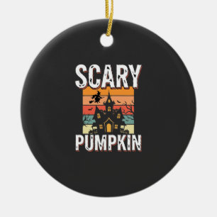 Gruseliger Kürbis Spukhaus Halloween-Design_1 Keramik Ornament