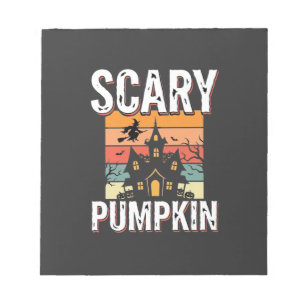 Gruseliger Kürbis Spukhaus Halloween-Design_1 Notizblock