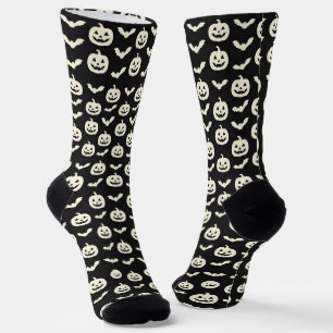 Gruseliger Kürbis und Fledermaus-Muster Halloween Socken
