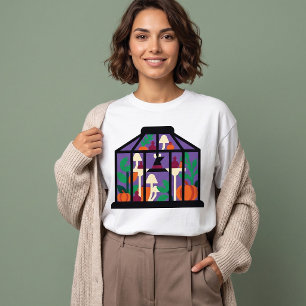 Gruseliger Kürbis- und Pilz-Grafik T-Shirt