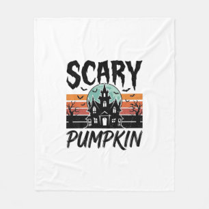 Gruseliger Kürbis Vintage Spukhaus Halloween-Desig Fleecedecke