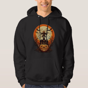 Gruseliger Kürbis Vogelscheuche Spukhaus Vollmond Hoodie