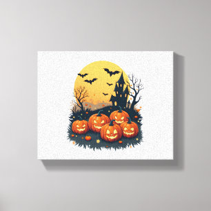 Gruseliger Kürbisfleck – Retro Halloween T-Shirt Leinwanddruck