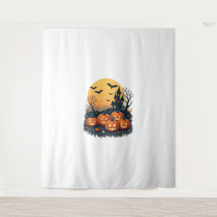 Gruseliger Kürbisfleck – Retro Halloween T-Shirt Wandteppich