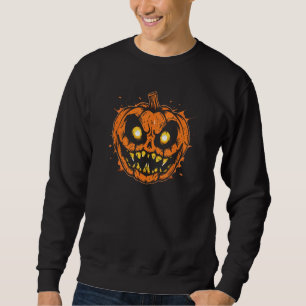 Gruseliger Kürbiskopf Halloween Jack O Lantern Sweatshirt