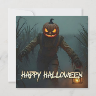 Gruseliger Kürbiskopf-Halloween-Schauplatz