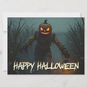 Gruseliger Kürbiskopf Halloween Szene