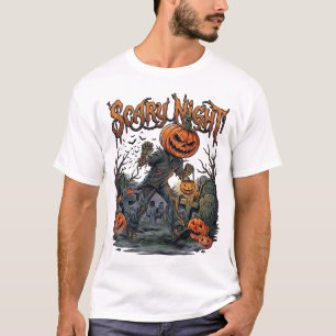 Gruseliger Kürbiskopf-Monster-Laterne Friedhof Nac T-Shirt