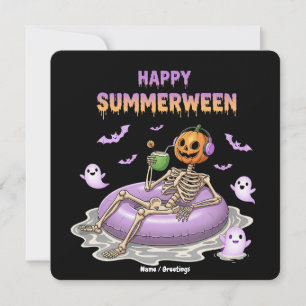 Gruseliger Kürbiskopf-Skelett-Spaß Happy Summerwee Einladung