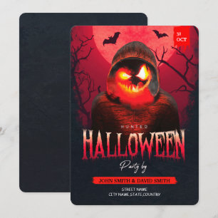 Gruseliger Kürbismann Gejagt Erwachsene Halloween- Einladung