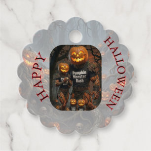 Gruseliger Kürbismonster-Bash-Halloween-Dankeschön Geschenkanhänger