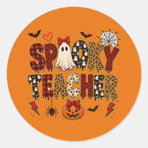 Gruseliger Lehrer Halloween Leoparden-Druck-Mix Runder Aufkleber