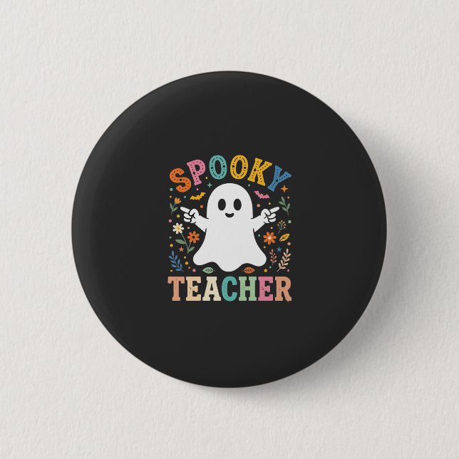 Gruseliger Lehrer Süßer Geist Halloween Design_1 Button (Vorderseite)